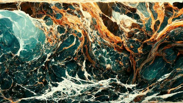 Luxurious Dark Agate Marble texture with Golden veins. Polished Quartz Stone Background Striped by nature with a unique patterning