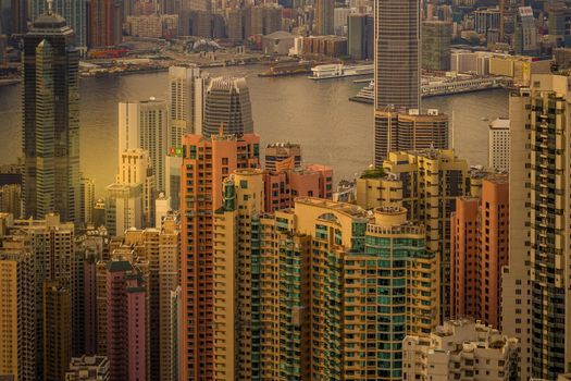 Hong Kongs high-rise building found from Victoria peak. Shooting Location: Hong Kong Special Administrative Region
