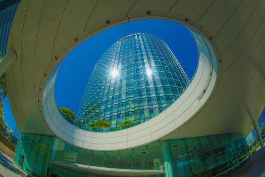 Yokohama Minato Mirai city and blue sky. Shooting Location: Yokohama-city kanagawa prefecture