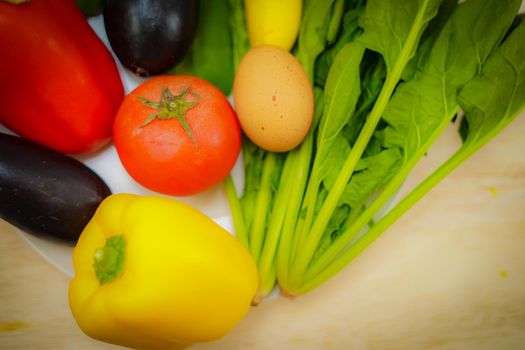 Green and yellow vegetables placed in a plate. Shooting Location: Yokohama-city kanagawa prefecture