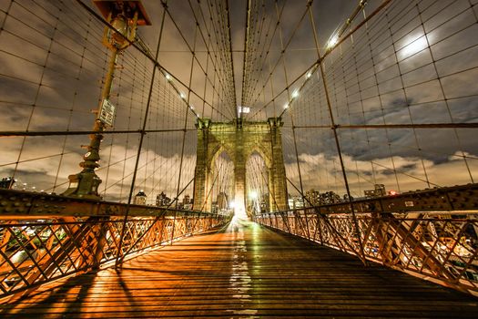 Night Brooklyn Bridge. Shooting Location: New York, Manhattan