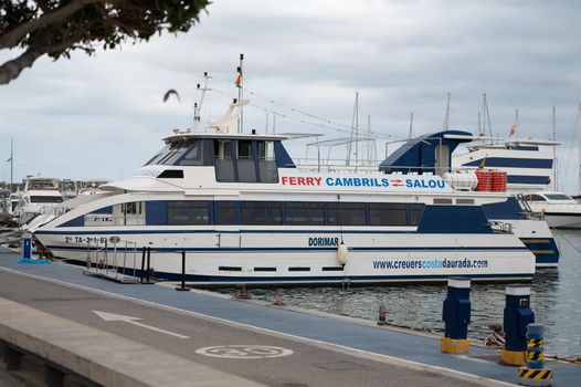 Cambrils, Spain : 2022 September 10 : Boats on the docks of the port of Cambril in the summer of 2022.