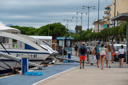 Cambrils, Spain : 2022 September 10 : Panorama at the end of summer in the tourist city of Cambrils in Catalonia in the summer of 2022.