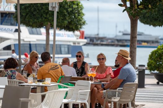Cambrils, Spain : 2022 September 10 : Panorama at the end of summer in the tourist city of Cambrils in Catalonia in the summer of 2022.