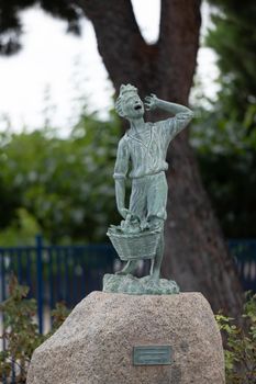 Cambrils, Spain : 2022 September 10 : Sculpture dedicated to seafarers in the tourist city of Cambrils in Catalonia.