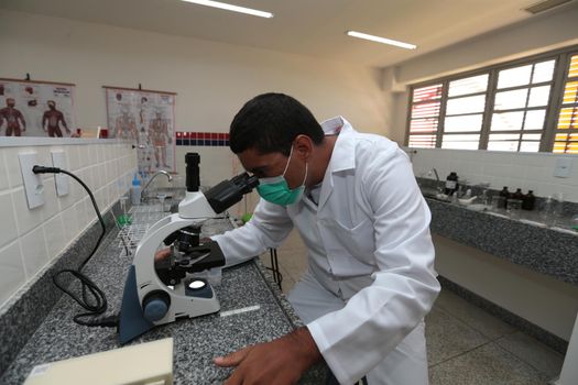 santana, bahia, brazil - september 13, 2022: laboratory of a full-time state public school in the city of Santana.