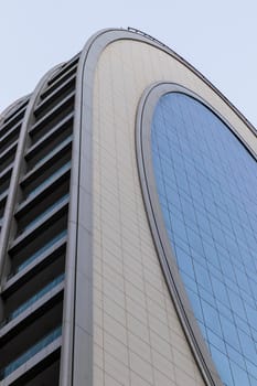 Dubai, UAE - 02.12.2021 Oval shaped of the buildings in Marasi drive, Business Bay District