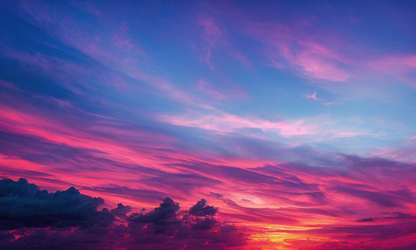 Beautiful pastel pink and purple skies and clouds at night as the sun sets. Beautiful sky and clouds