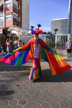 Benidorm, Alicante, Spain- September 10, 2022: People dancing and having fun at the Gay Pride Parade in Benidorm in September