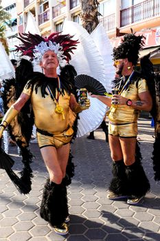 Benidorm, Alicante, Spain- September 10, 2022: People dancing and having fun at the Gay Pride Parade in Benidorm in September