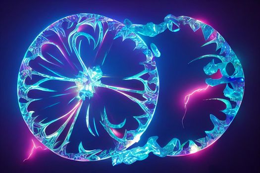 3D render abstract Neon crystal ice geometry background. Abstract HD wallpaper.