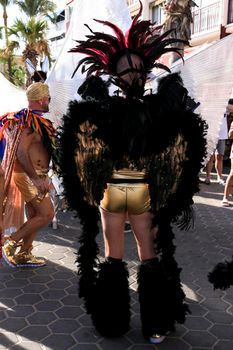 Benidorm, Alicante, Spain- September 10, 2022: People dancing and having fun at the Gay Pride Parade in Benidorm in September