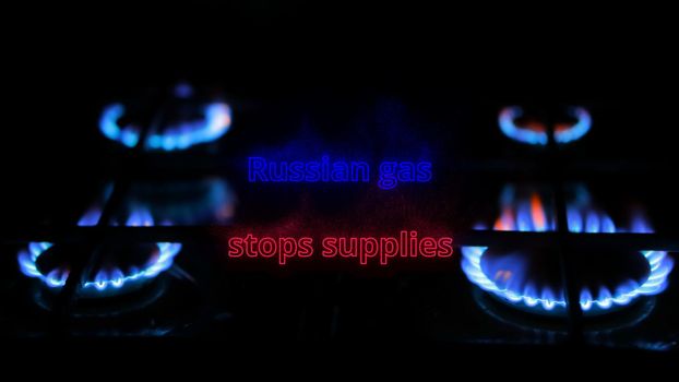 natural gas in the stove, stopping the supply of natural gas from Russia, selective focus