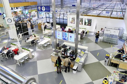 Samara, Russia - february 18, 2022: Restaurant in the IKEA Store. IKEA is the world's largest furniture retailer, founded in Sweden.