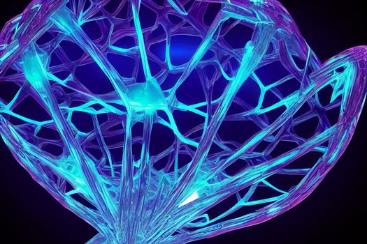 3D render abstract Neon crystal ice geometry background. Abstract HD wallpaper.