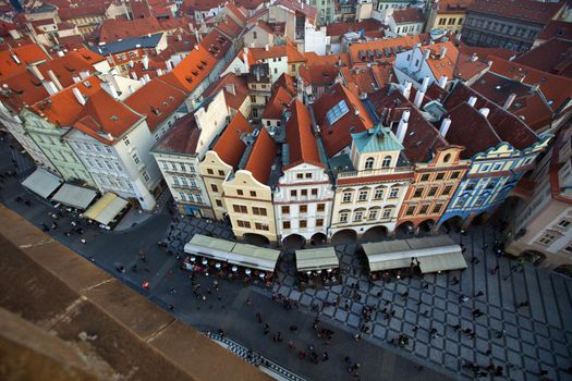 View from The Old Town Square on roofs of Prague City