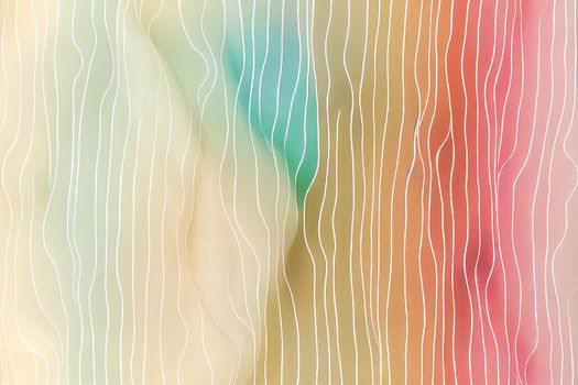 3D render of undulating fabric creamy colors with complex texture. Silk fabric beige organza macro texture abstract background.