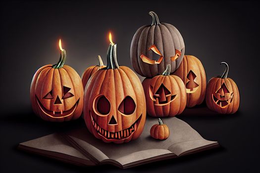 3d illustration of spooky pumpkins v1