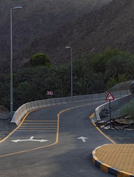 Sharp turn of the road in mountainous area.