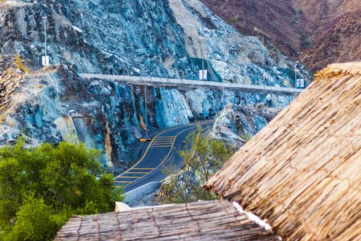 Shot of a road in mountainous area.