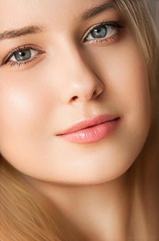 Natural beauty and no make-up look, beautiful young woman as skin care cosmetics and feminine brand concept, face portrait close-up