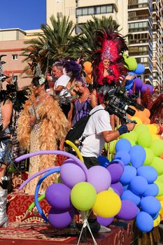 Benidorm, Alicante, Spain- September 10, 2022: People dancing and having fun at the Gay Pride Parade in Benidorm in September