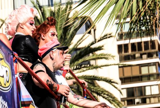 Benidorm, Alicante, Spain- September 10, 2022: People dancing and having fun at the Gay Pride Parade in Benidorm in September