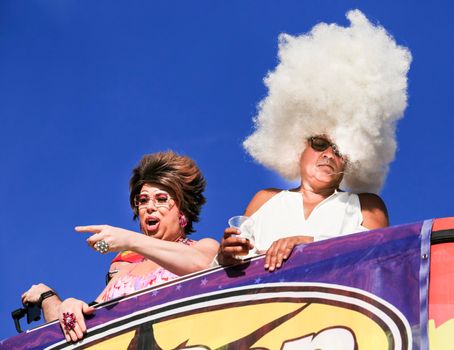 Benidorm, Alicante, Spain- September 10, 2022: People dancing and having fun at the Gay Pride Parade in Benidorm in September