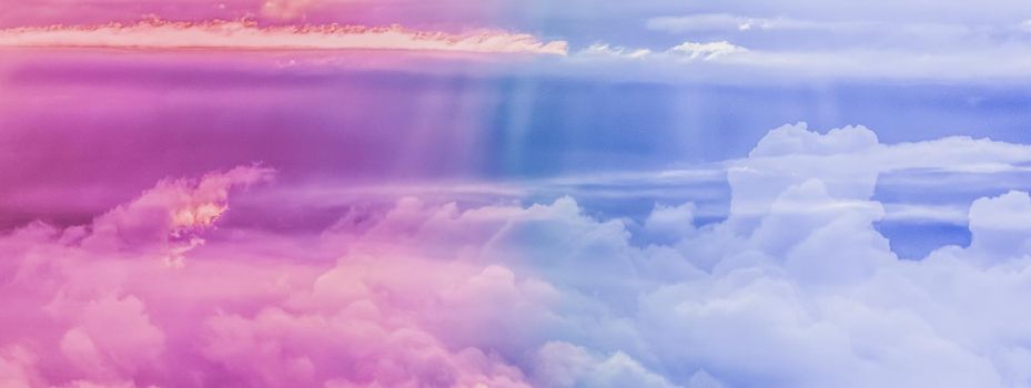 Magical dream, nature backdrop and spiritual holiday concept - Dreamy surreal sky as abstract art, fantasy pastel colours background for modern design