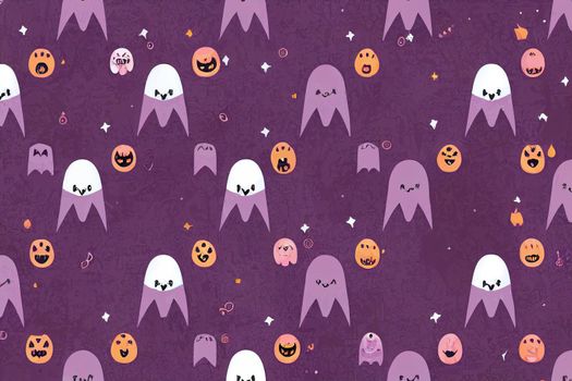 Cute Halloween Illustration, Infantile Style Halloween Party Print with Funny Vampire Isolated on a Violet Background Ideal for Card,Wall Art, Starry Irregular Seamless Pattern, ,toon style v1