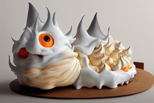 Funny and delicious meringue ghoast for halloween party decor 2d style, illustration, design v3