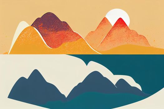 Mountain and Sea Sun Logo Design Template suitable for tourism, travel and nature business brand v2