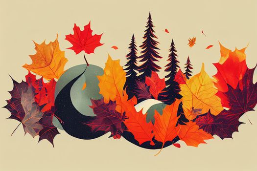 Fall t-shirt design raster file painting, illustration, drawing v2