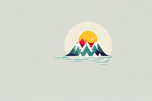 Mountain and Sea Sun Logo Design Raster suitable for tourism, travel and nature business brand v1