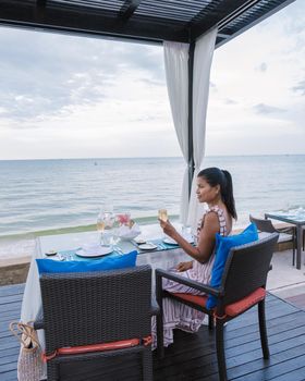 Dinner by candlelight on the beach in Thailand. Romantic dinner on the beach