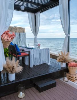 Dinner by candlelight on the beach in Thailand. Romantic dinner on the beach