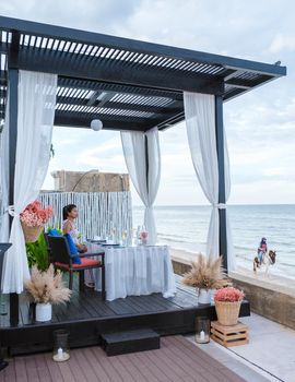 Dinner by candlelight on the beach in Thailand. Romantic dinner on the beach