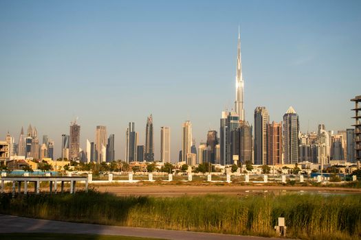 Dubai city skyline. Shot made from safa park. UAE.