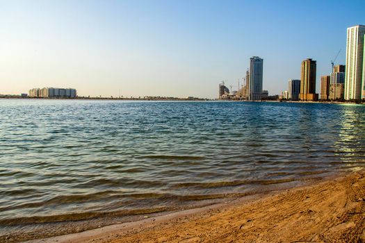 Waterfront in Al Khan area of Sharjah Emirate. UAE. Outdoors.