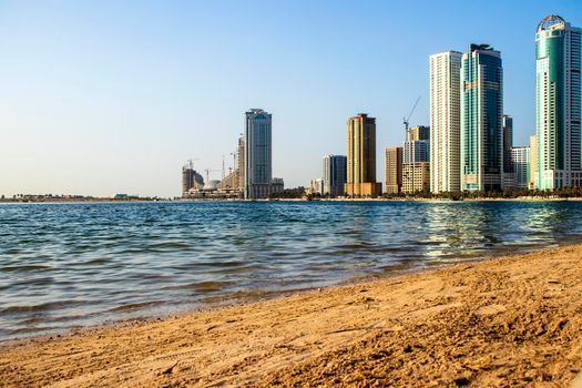 Waterfront in Al Khan area of Sharjah Emirate. UAE. Outdoors.