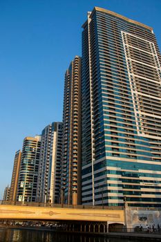 View of skyscrapers in Qasba area of Sharjah Emirate. UAE. Outdoors