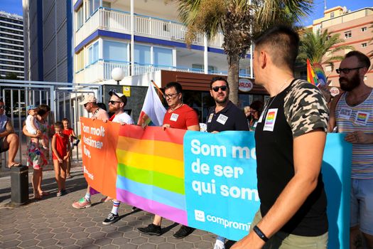 Benidorm, Alicante, Spain- September 10, 2022:Politicians attending the march of the Gay Pride Day in Benidorm