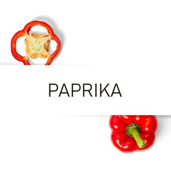 Paprika creative layout and composition isolated on white background. Food, healthy eating and dieting concept.