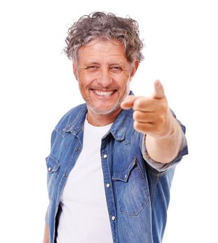 Go get that positivity. Studio portrait of a positive mature man isolated on white
