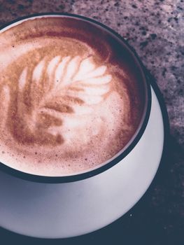 Brunch in Paris, drinks menu and vintage recipe concept - Cappuccino for breakfast in cafeteria, coffee cup on table in parisian cafe