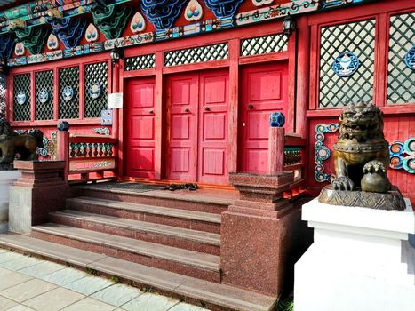 Ivolginsky datsan, photo of entrance to Buddhist temple, Buryatia