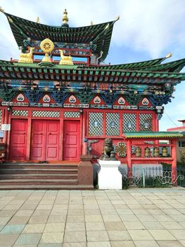 Ivolginsky datsan, photo of entrance to Buddhist temple, Buryatia