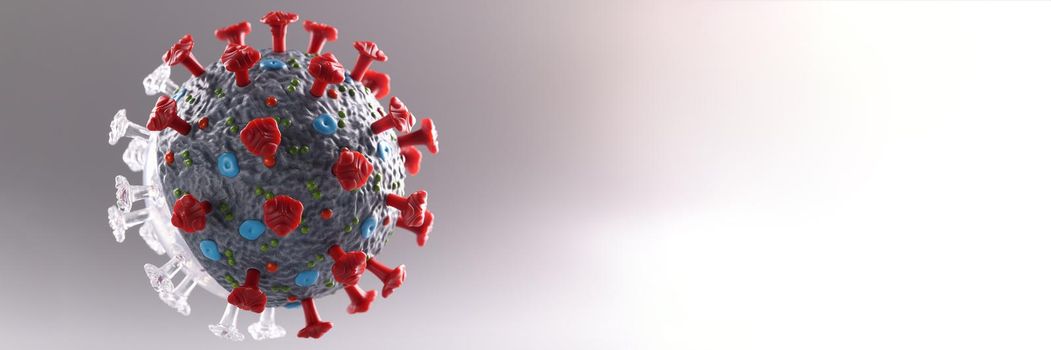 Closeup of artificial model of coronavirus infection. New strains of covid19 concept