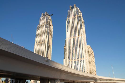 Skyscrapers at Dubai Water canal.UAE. Outdoors