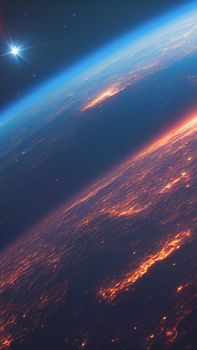 An abstract nebula in outer space and galaxies background of 3D render, suitable for a mobile screen, phone desktop, landing page, UI/UX, and wallpaper.